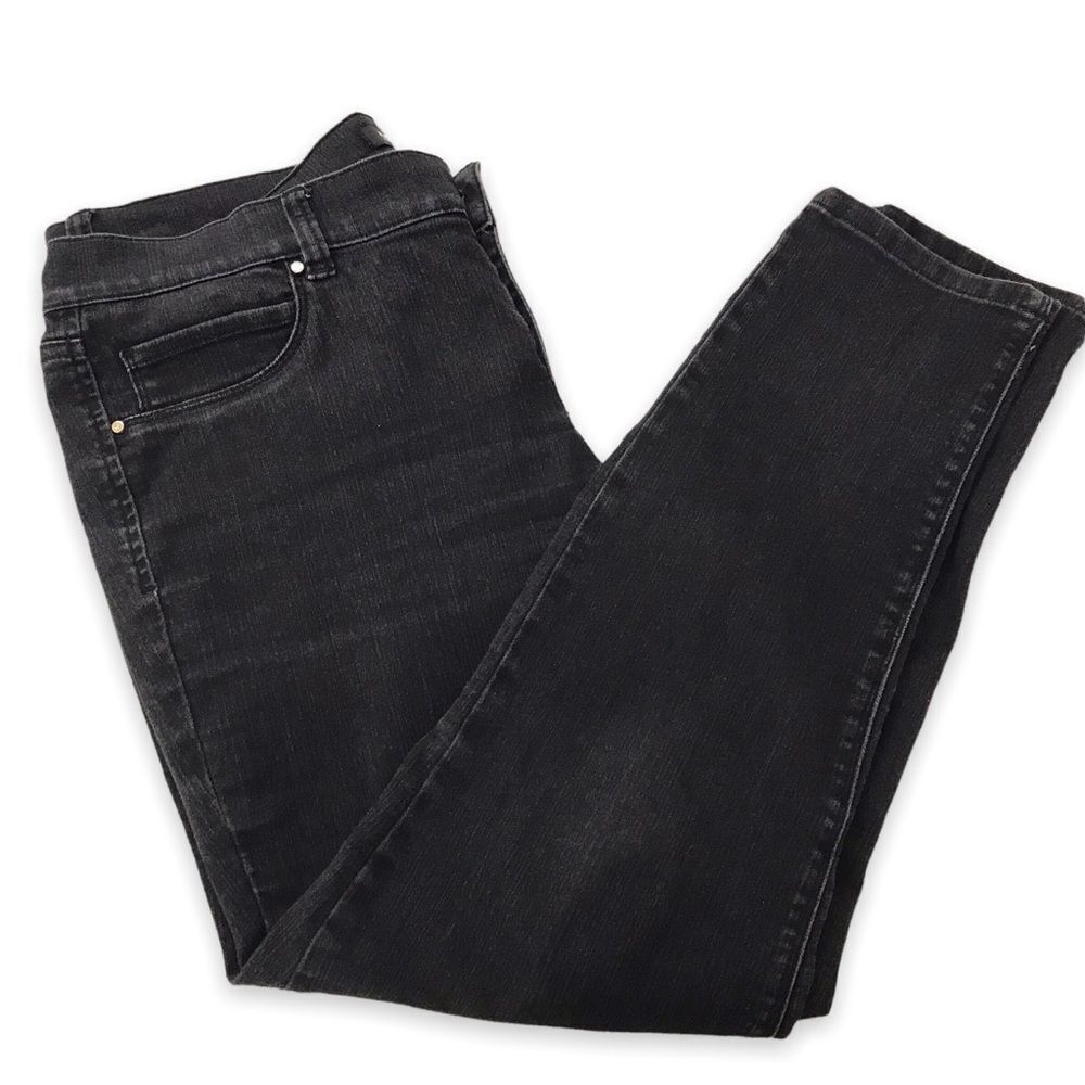 White House Black Market Womens L Short Skinny Jeans Black Denim Stretchy Casual
